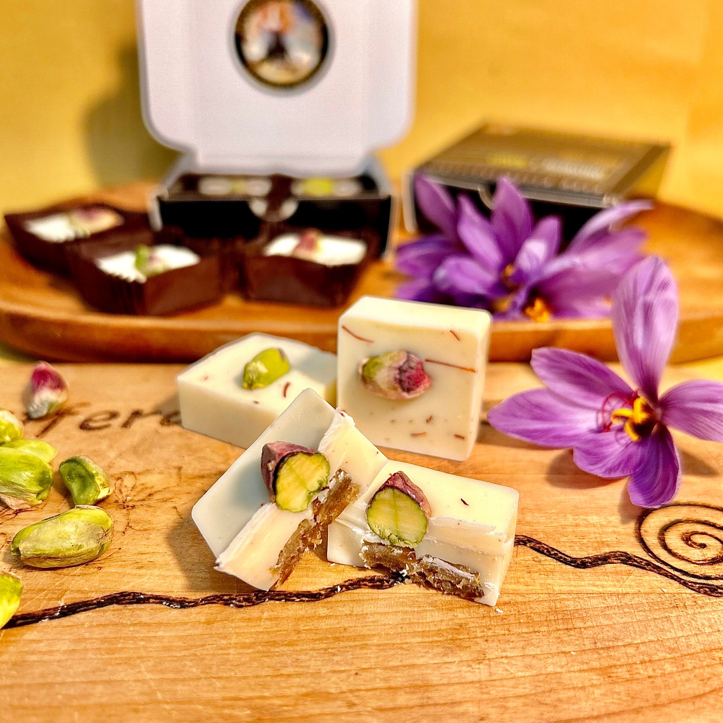 Choco Box 'White Magic' - Praline e Tavolette Bianche allo Zafferano